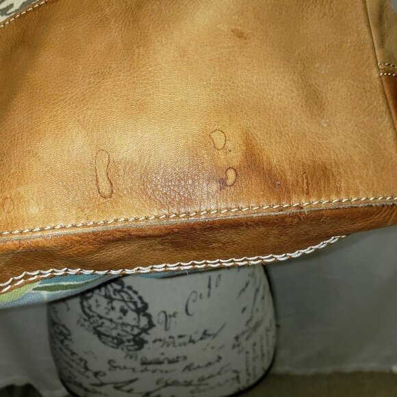 Fossil Floral Leather Blue Metal Womens Handbag Purse Pre-Owned - Picture 10 of 13